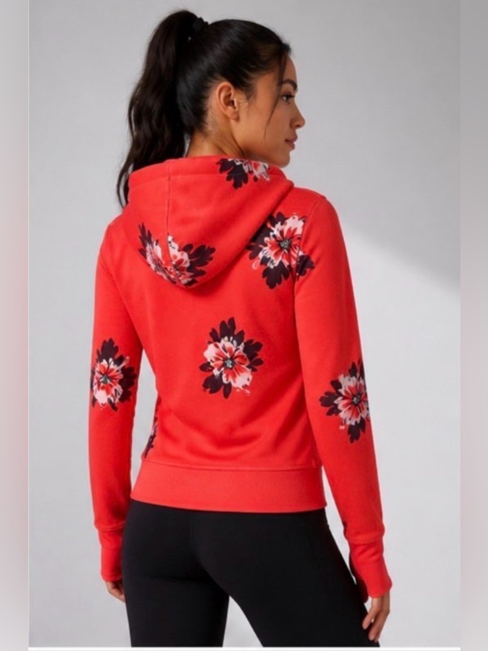 Lululemon Scuba Hoodie Red Floral Print Full Zip Sz 2 Discontinued - Picture 7 of 9
